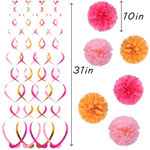 Hot Pink and Orange Birthday Party Decoration Set