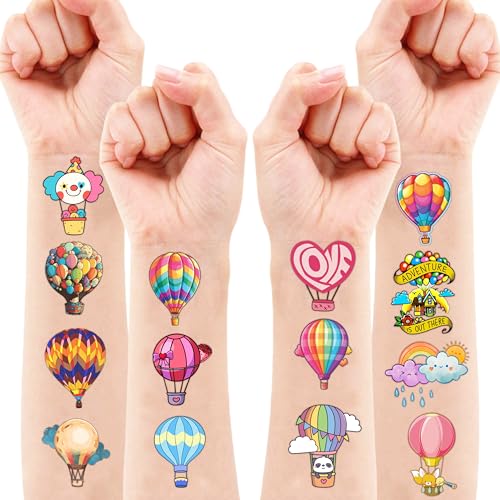 96-Pack Hot Air Balloon Temporary Tattoos for Kids – Pre-Cut Party Favors