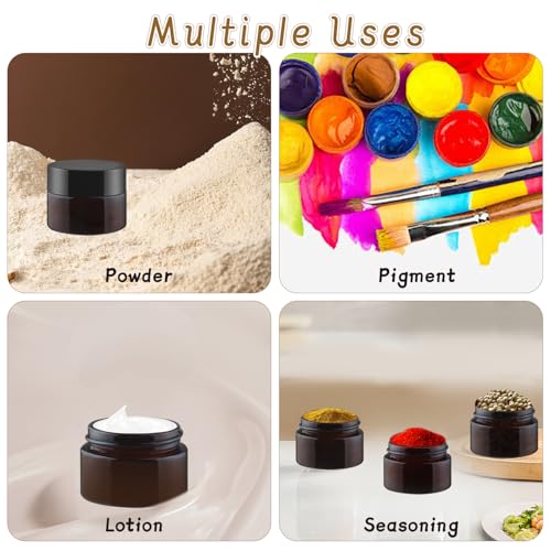 24 Pcs 15g Amber Glass Cosmetic Jars with Lids - Refillable Travel Containers