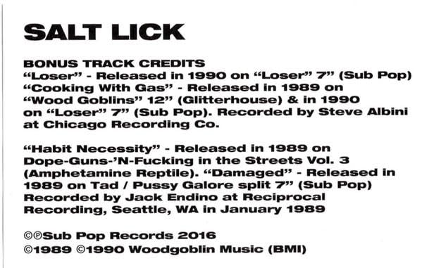 Tad - Salt Lick (Remastered) Audio CD | Sub Pop Grunge Rock EP