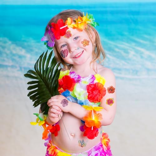 Glitter Hibiscus Temporary Tattoos - 96pcs Flower Stickers for Parties