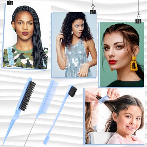 Geiserailie 3-Piece Hair Brush Set for Edge Control & Teasing