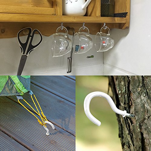 25 Pack Vinyl Coated Ceiling Hooks for Kitchen & Storage - White