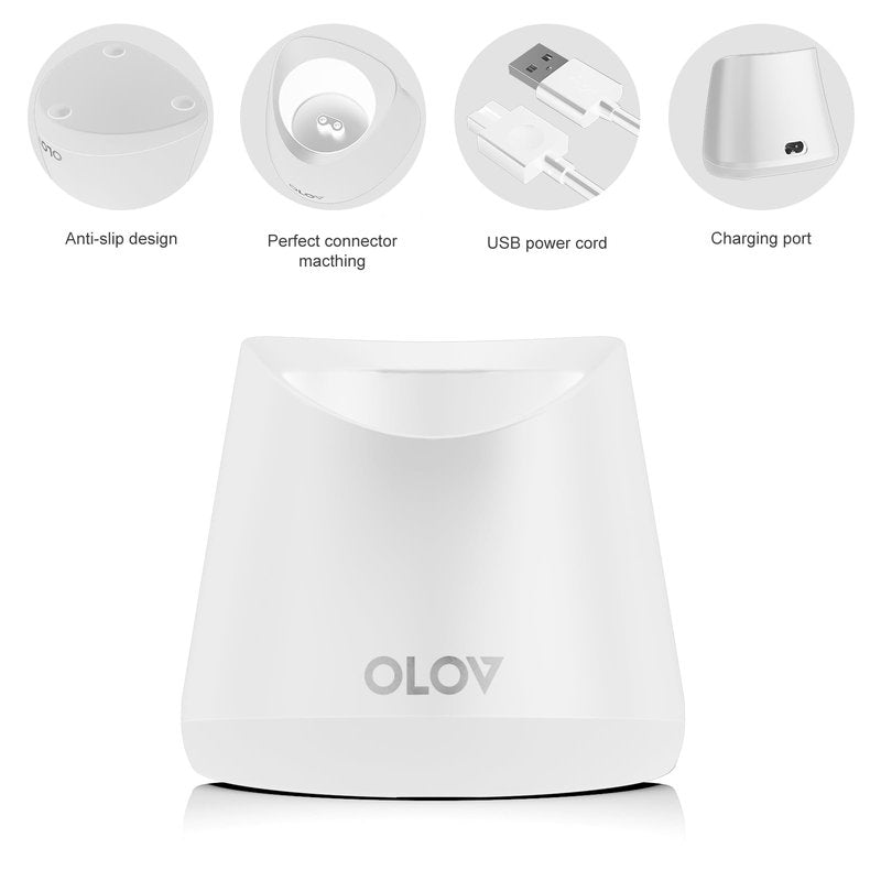 Replacement Charging Base for OLOV Groin Hair Trimmer, USB Recharge Dock & Charging Stand Compatible for OLOV Trimmer, Charging Dock with USB Power Cord, White