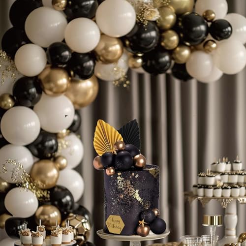 44Pcs Black and Gold Cake Toppers Set for Men's Birthday