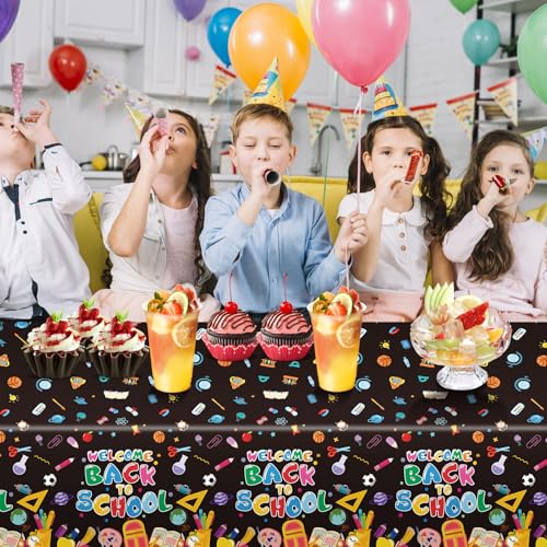 3-Pack Waterproof Back to School Tablecloths - 108x54 inches
