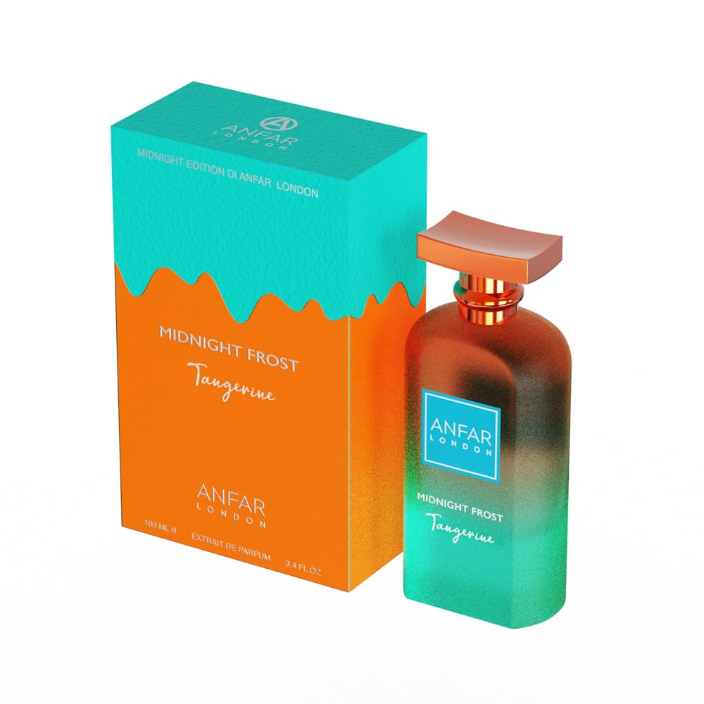 ANFAR LONDON Midnight Frost Tangerine Eau de Parfum 100ml – Dubai Perfume for Men, Long Lasting Citrus Amber Musk Fragrance, Luxury Arabian Cologne