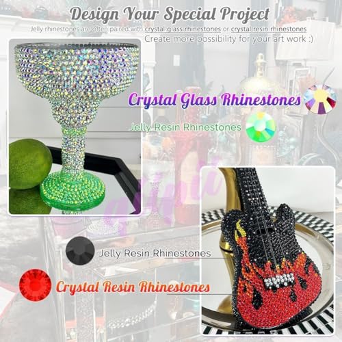 qiipii 24 Color Jelly Resin Rhinestones for DIY Crafting