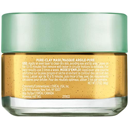L'Oreal Paris Pure Clay Face Mask with Yuzu Lemon, 1.7 oz for Rough Skin