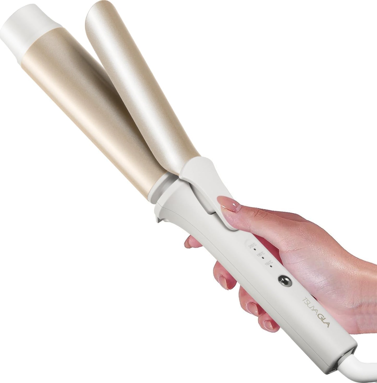 Large Hair Curling Wand - 1.6 Inch Ionic Ceramic Curling Iron with Auto Shut-Off & 3 Temp Settings | Pink