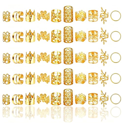 230 Pcs Adjustable Gold Hair Jewelry for Braids & Dreadlocks