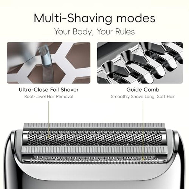 yoose Electric Razors for Women, IPX7 Alloy Body Bikini Trimmer for Women (USB-C, Trimmer Comb, Multi Shaving Modes), Portable Size, Porcelain White