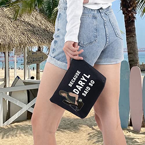 Because Daryl Black Cosmetic Makeup Bag - Fans Gift, Zipper Pouch, LEVLO
