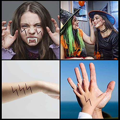 24PC Lightning Bolt Scar Temporary Tattoos for Halloween Parties