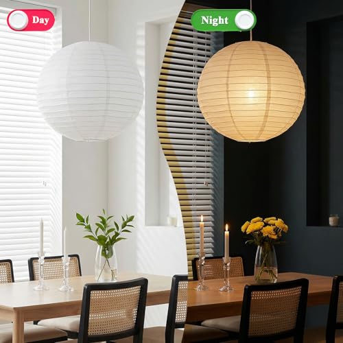 12" Round White Paper Lantern Lampshade - Decorative Pendant Light Shade