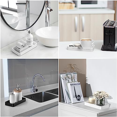Gurygo 8" White Ceramic Vanity Tray - Versatile Bathroom & Kitchen Organizer
