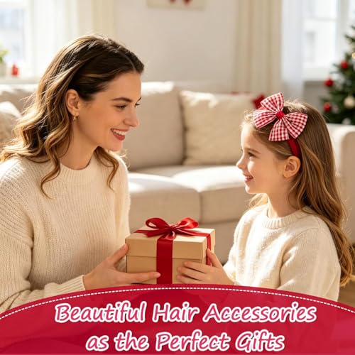 15-Pack Maroon & White Hair Bows Set for Toddlers & Teens