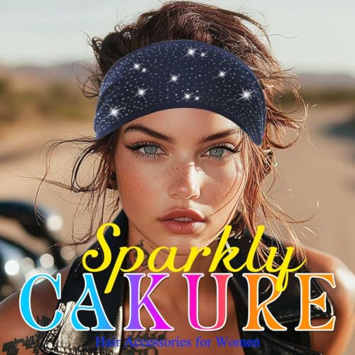 CAKURE Wide Rhinestone Headbands - Sparkly African Head Wraps, Set 1