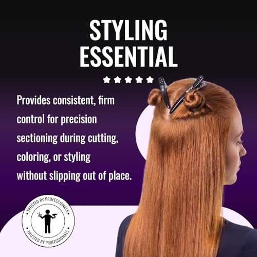 ERGO ProGrip Hair Clips for Styling – 4 Pack Alligator Sectioning Clips