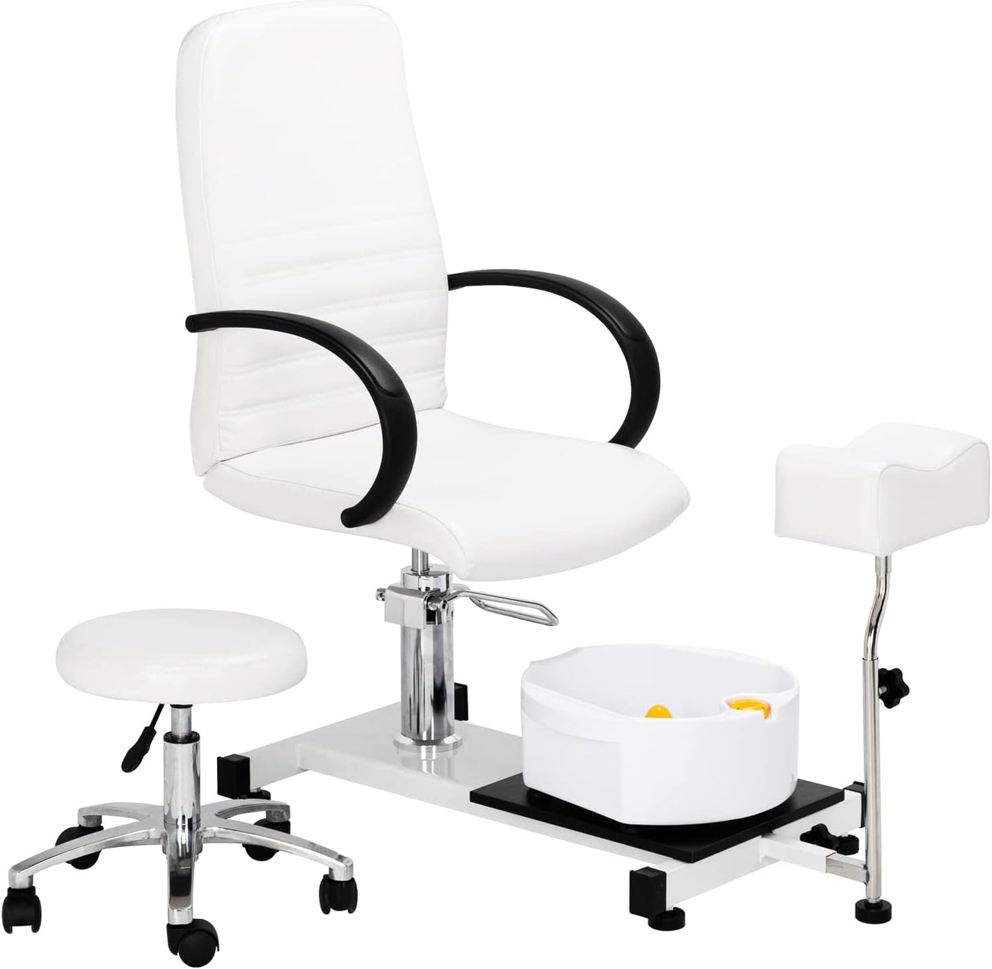 OmySalon Pedicure Chair - Hydraulic Pedi Chair with Stool & Bubble Massage Foot Bath | Beauty Spa Salon Equipment