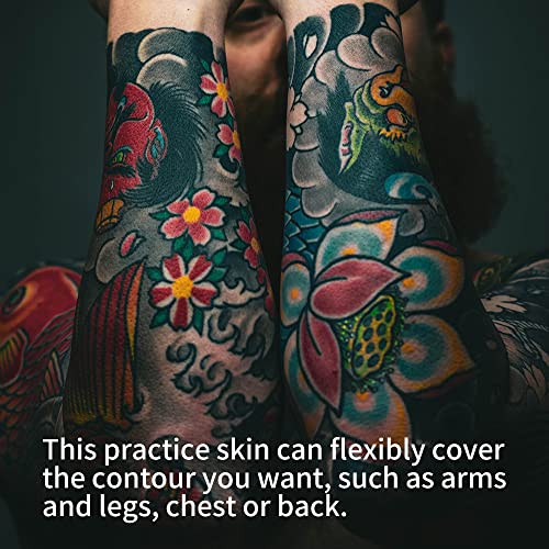 OFEYLE 10Pcs Fake Tattoo Practice Skin, Double-Sided Silicone, 8x6in - Blank Facial Skin Kit for Beginners