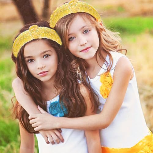 Yellow Glitter Knotted Headband for Women & Girls - Large Summer Hair Accessory (1 Pack)