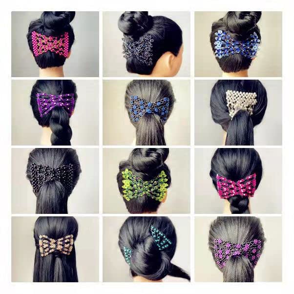LOVEF Blue Beaded Hair Comb - Multifunctional Stretchy Hairpin for All Hair Types