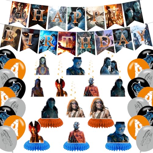 Ava_tar Birthday Party Supplies Set - 18 Balloons, Banner & Centerpieces