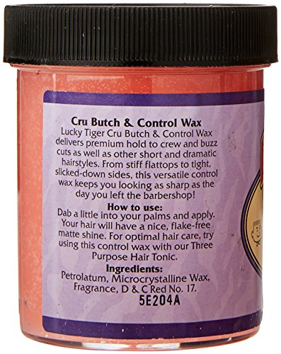 Lucky Tiger Cru-Butch Control Wax 3.5 oz | Strong Hold Matte Hair Wax for Short Hairstyles