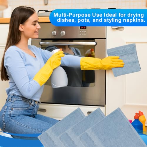 Sky Blue Cotton Washcloths Set - 6-Pack, 13x13 Inch