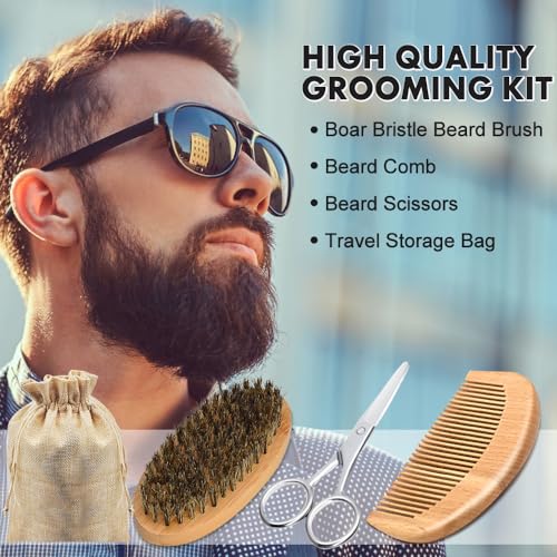 FULLLIGHT TECH Beard Kit with 3 Scented Oils, Sweet Tobacco Wash & Balm - Bay Rum, Coffee, Sweet Tobacco, 5 Fl Oz