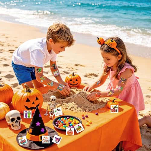 80pcs Summer Halloween Temporary Tattoos for Kids & Adults