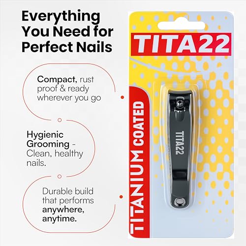 Heavy Duty Titanium-Coated Nail Clipper with Built-in File for Men & Women