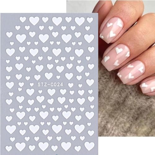 6 Sheets Valentine's Heart Nail Art Stickers - 3D Self-Adhesive Designs