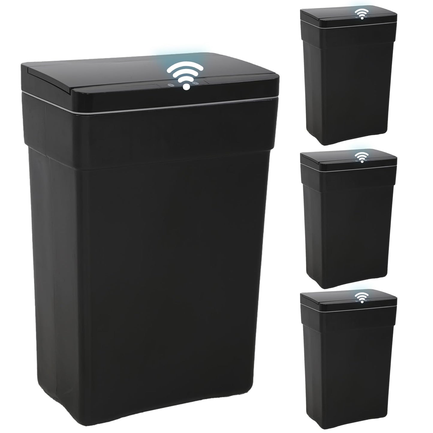 BestOffice 13 Gallon Touch-Free Trash Can - High-Capacity Plastic Garbage Bin for Kitchen, Bathroom, Home Office | Blue