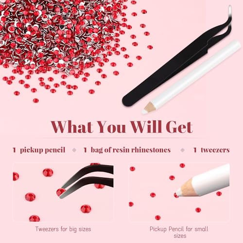 5000PCS Red 3mm Resin Rhinestones for DIY Crafts & Nail Art