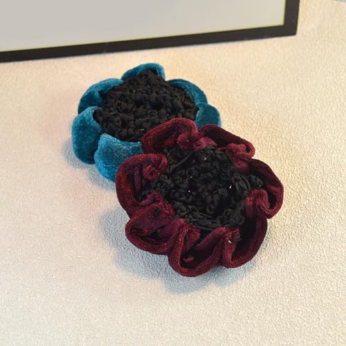 Thinslimer Pack of 5 Large Ballet Hair Bun Covers with Flower Elastic Ponytail Holders