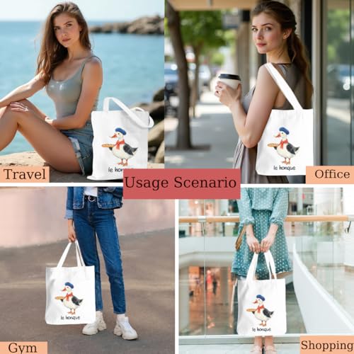 Funny Animal Canvas Tote Bag - Large Capacity Reusable Grocery Bag