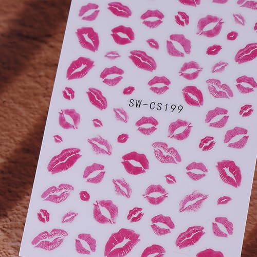 FBABFBUO Valentine’s Day Leopard Print Lip Heart 3D Nail Stickers - Valentine Style 1
