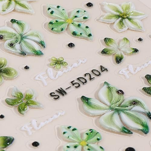 Spring Nail Art Stickers - 2 Sheets of 5D Ladybugs & Flowers