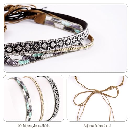 DOCILA Cowboy Hat Bands for Men & Women - B-KhakiBlackBlue