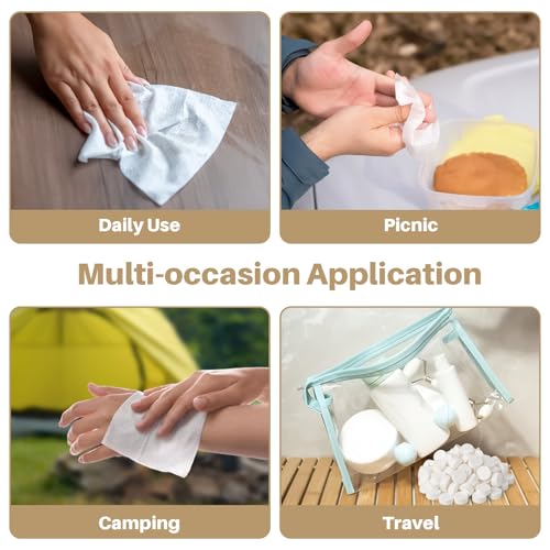 100 Compressed Travel Towels - Disposable Face Towels for Cleaning