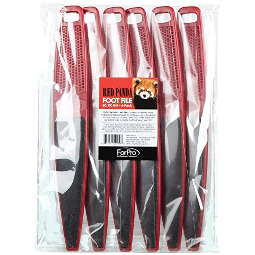 ForPro Red Panda Foot File - 60/100 Grit Double-Sided Pedicure File (Pack of 6)