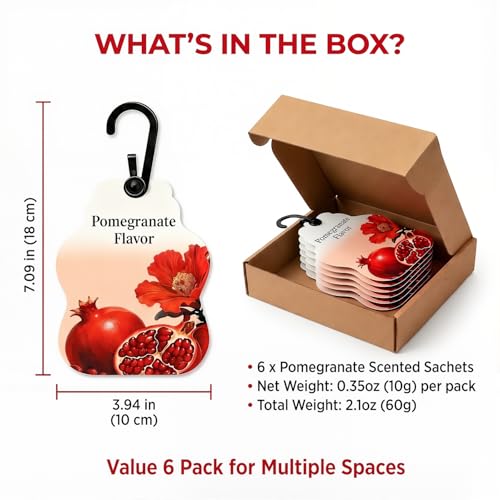 Pomegranate Scented Sachets - 6 Pack for Drawers & Closets
