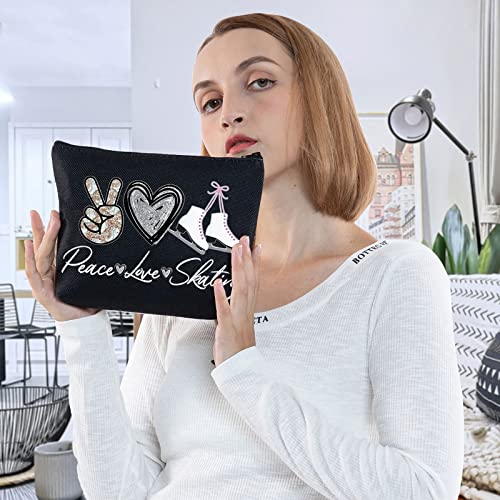 WZMPA Peace Skating Ice Skating Makeup Bag Figure Skating Gift with Zipper - Inspired by Peace Love Skating