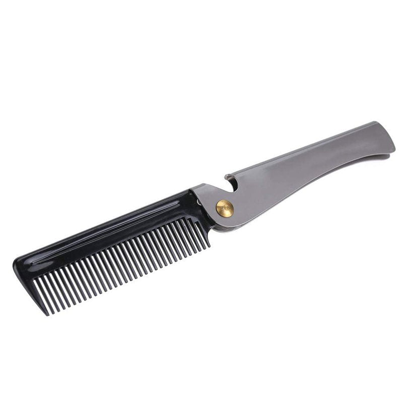 Pocket Stainless Steel Beard Comb Moustache Comb with Smooth Round Teeth for Men Grooming Beard Maintenance Tool (Peines para Barba y Bigote)
