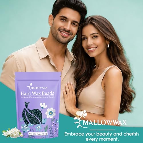 Mallowwax Hard Wax Beads for Sensitive Skin - 1lb Stripless Hair Removal