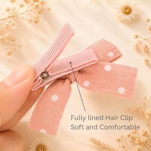 Rosy Baby Bow Clips Set - 12 Toddler Hair Bows for Girls