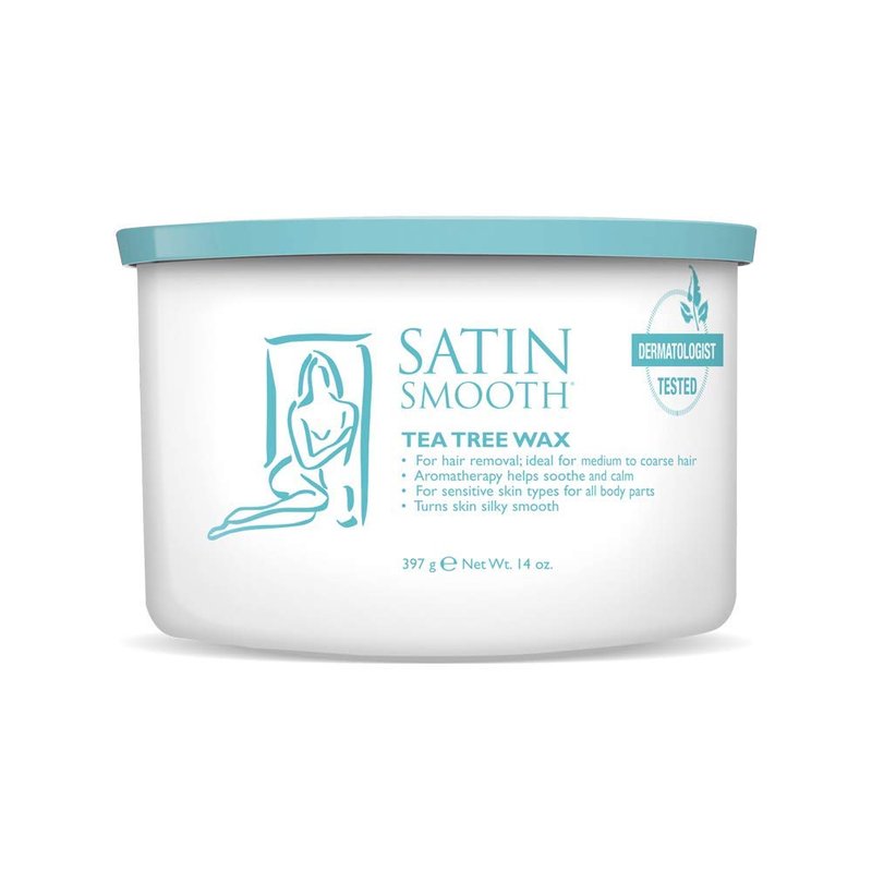 Satin Smooth Tea Tree Wax - Hair Removal Wax for Medium to Coarse Hair, Soothing & Calming Formula, Ideal for Sensitive Skin, 14 oz