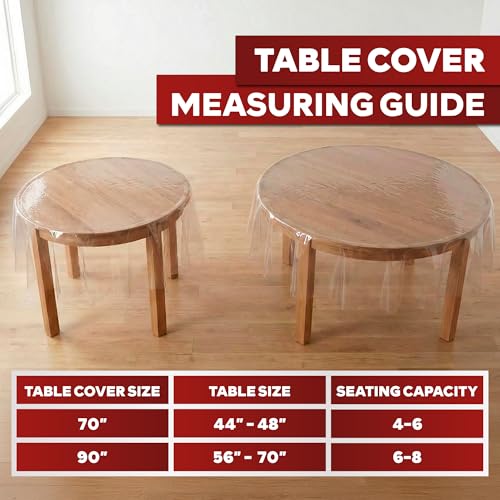 XFasten 60" Round Clear Table Cover Protector - UV-Resistant Vinyl